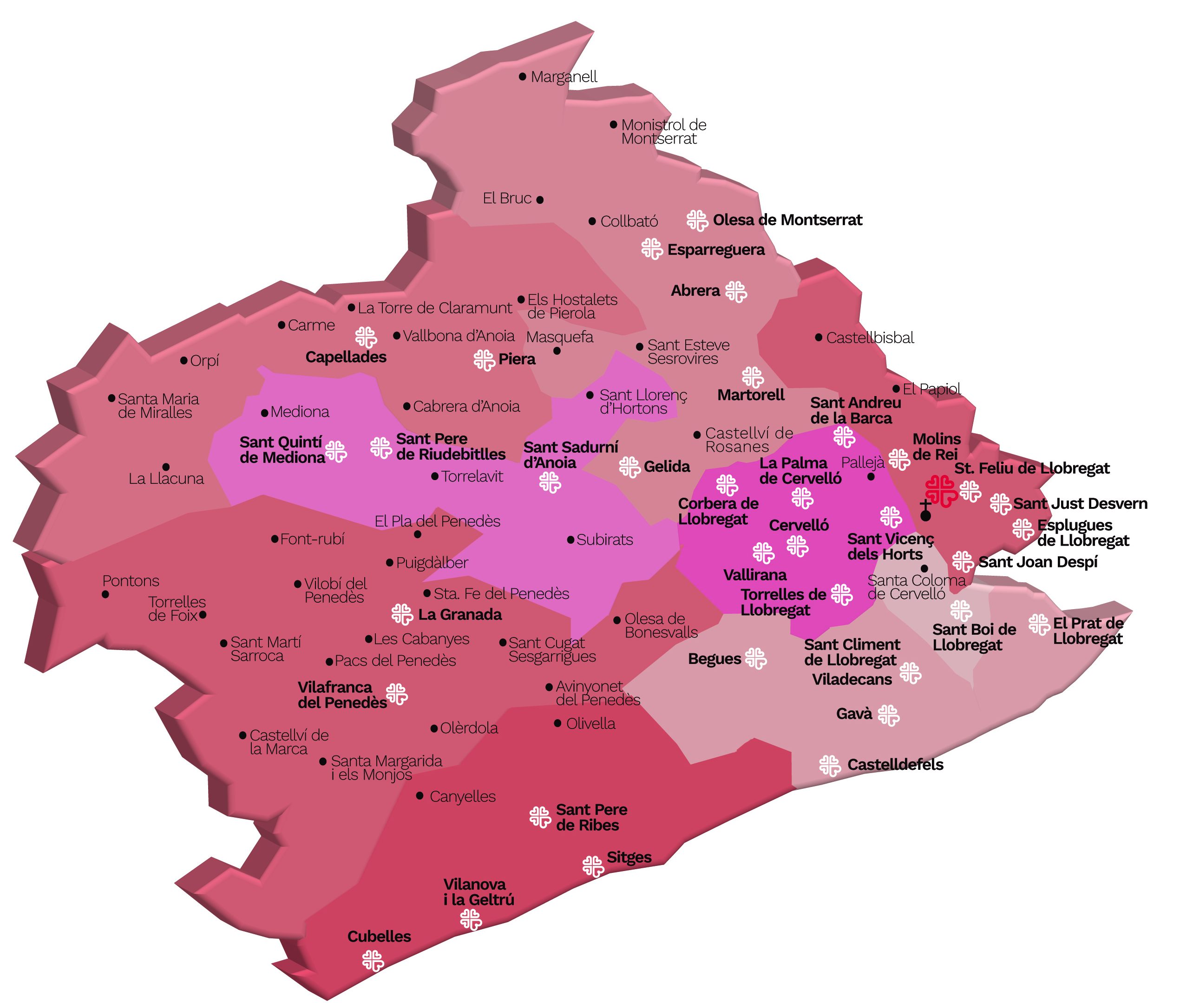Mapa bisbat de Sant Feliu de Llobregat
